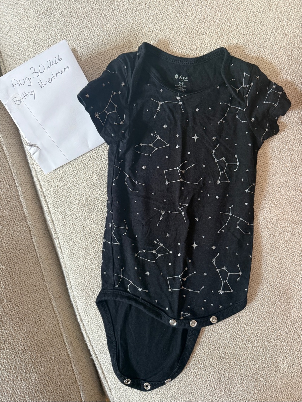Kyte BABY Black Bodysuit with White Constellation Print
